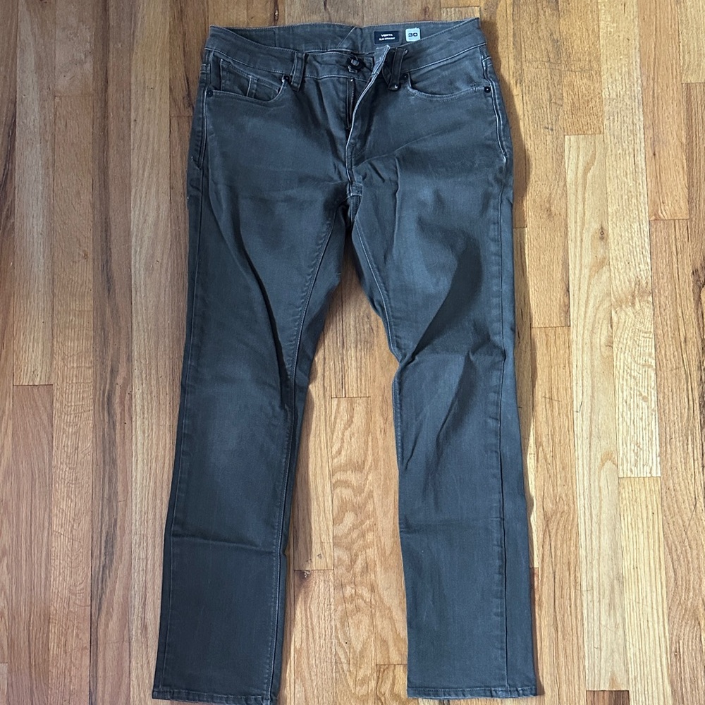 Volcom Men's Slim Straight Jeans in olive